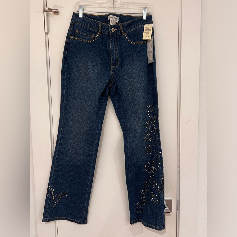 NEW Coldwater Creek Embellished Jeans Petite 12